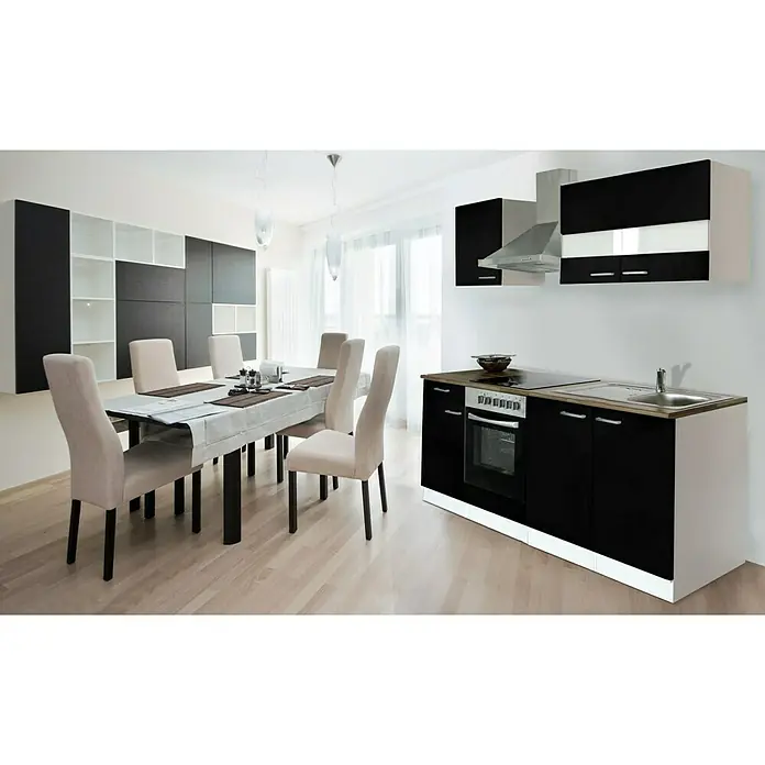 Respekta Singleküche KB210WSC - 210 cm, Schwarz
