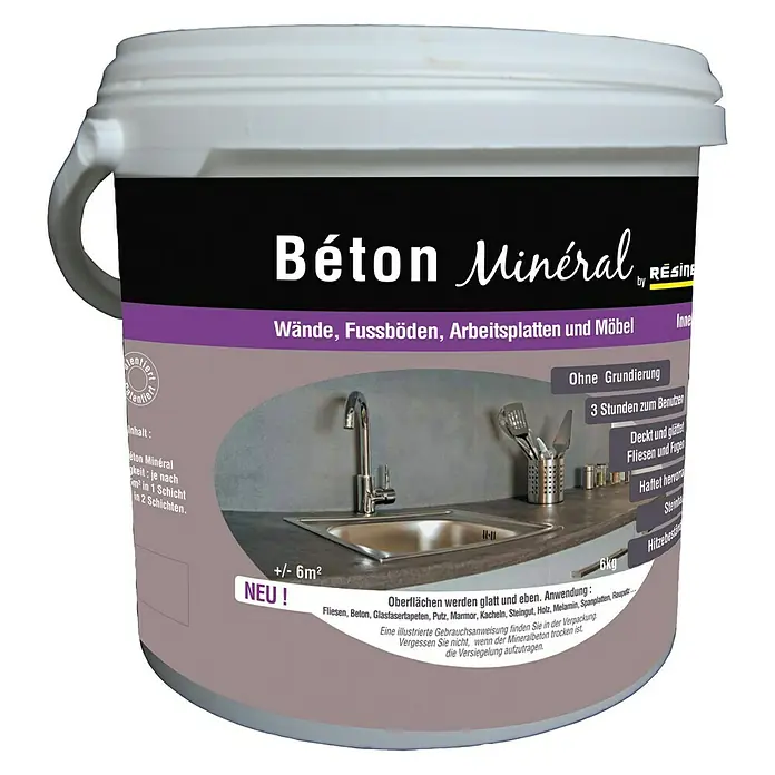 Résinence Béton Minéral Betonputz - Schiefer, 6 kg - Vorderansicht