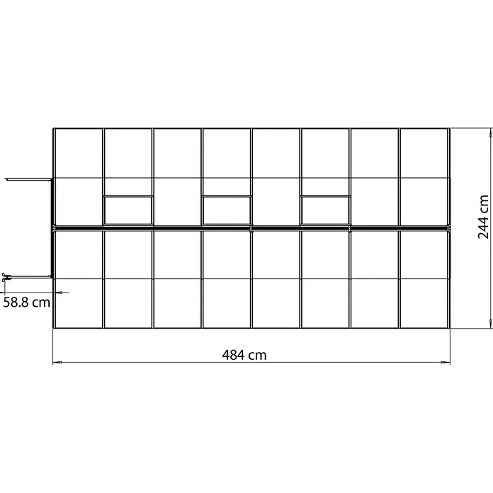 Gewächshaus Bella - 4,84 x 2,44 x 2,17 m, Polycarbonat, Glasstärke: 6 mm, Silber - Detailaufnahme