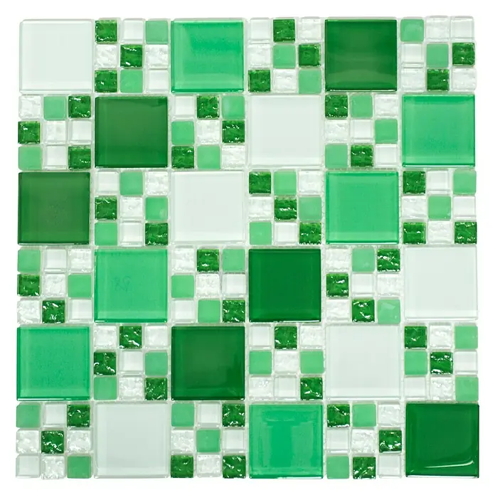 Mosaikfliese Crystal Mix XCM 8570 - 30 x 30 cm, Grün, Glänzend