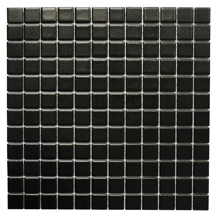 Mosaikfliese Quadrat Uni CG 154 - 29,8 x 29,8 cm, Schwarz, Matt - Ansicht von oben