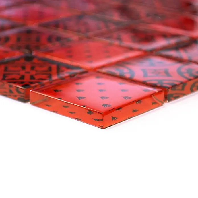 Mosaikfliese Quadrat Crystal XCM 8OP3 - 30 x 30 cm, Rot, Glänzend - Vorderansicht