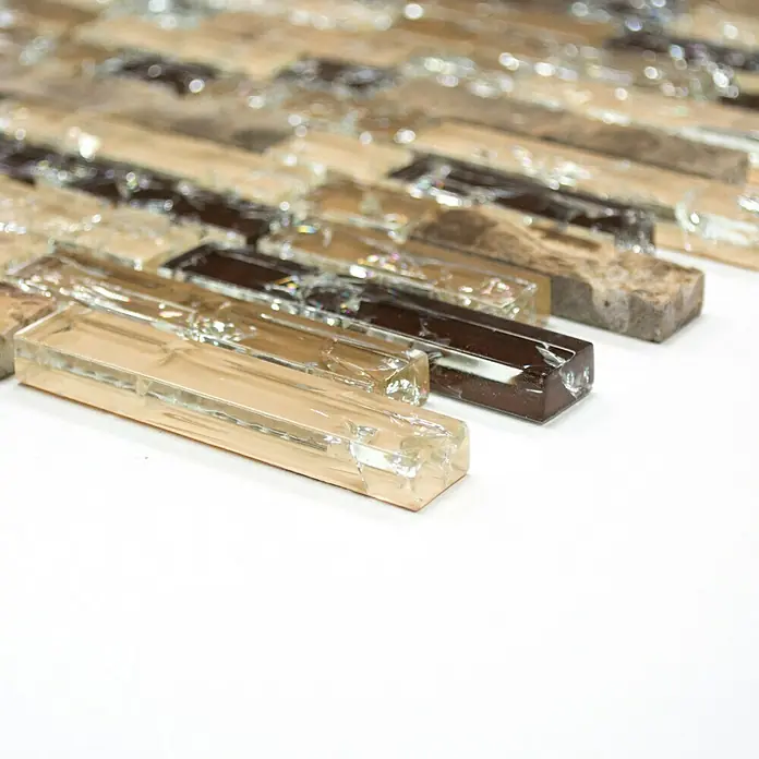 Mosaikfliese Crystal Mix XIC V1355 - 29,8 x 30,5 cm, Braun, Glänzend - Vorderansicht