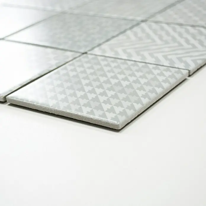Mosaikfliese Quadrat Geo Grey GEOG - 29,8 x 29,8 cm, Grau, Glänzend - Vorderansicht
