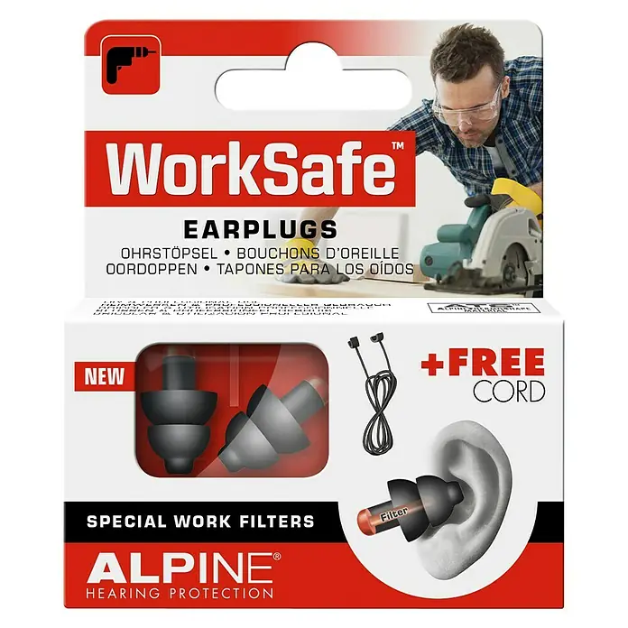 Alpine Zaštitni čepići za uši Worksafe - Područje primjene, 1 Par - Pogled sprijeda