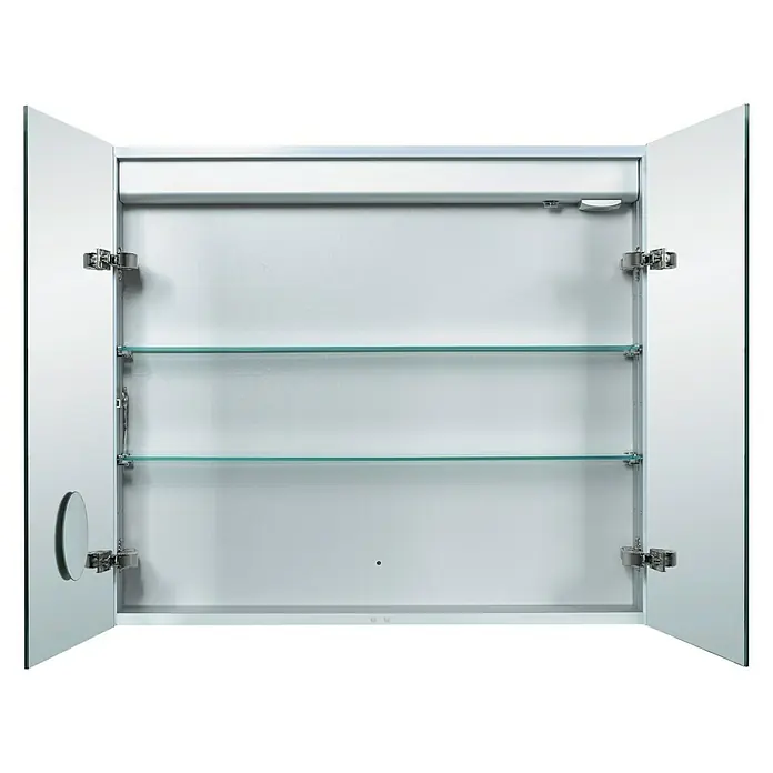 DSK LED-Spiegelschrank Aluminio Star - B x H: 80 x 70 cm, Mit Beleuchtung, Aluminium, Silber