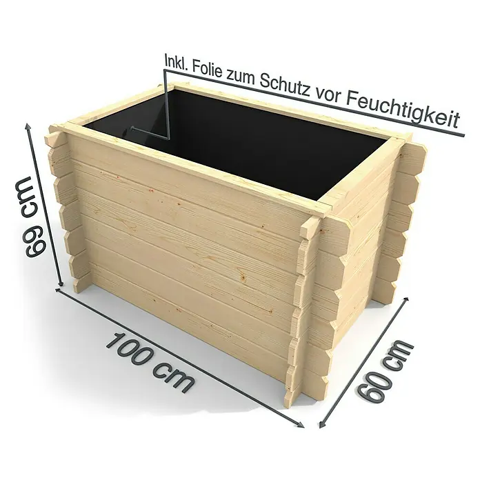 Weka Hochbeet 669D - 100 x 60 x 69 cm, Fichte, Natur - Rechte Seitenansicht