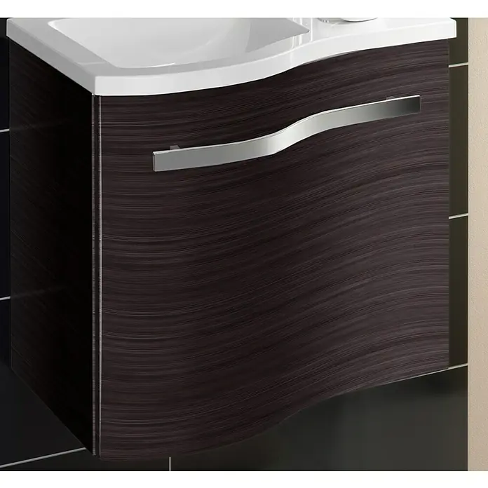 Camargue Wave Mini Waschtischunterschrank - 59 x 39,1 x 49,8 cm, Links, Darkoak, Matt