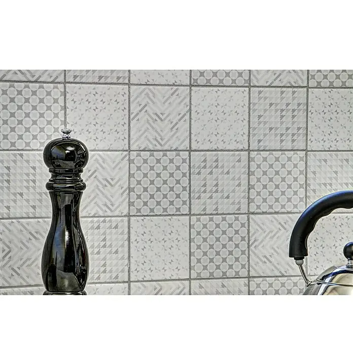 Mosaikfliese Quadrat Geo Grey GEOG - 29,8 x 29,8 cm, Grau, Glänzend - Detailaufnahme