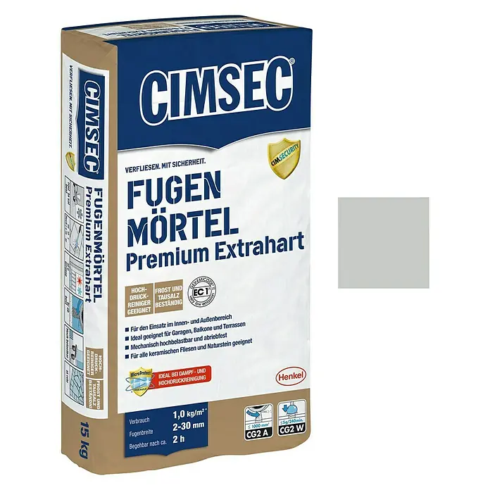 Cimsec Fugenmörtel Premium Extrahart - Hellgrau, 15 kg