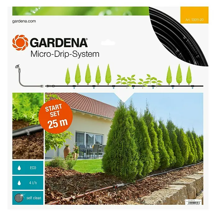 Gardena Micro-Drip Početni komplet za zalijevanje - Prikladno za: Redovi biljaka do 25 m, Područje uporabe: Na otvorenom - Pogled sprijeda