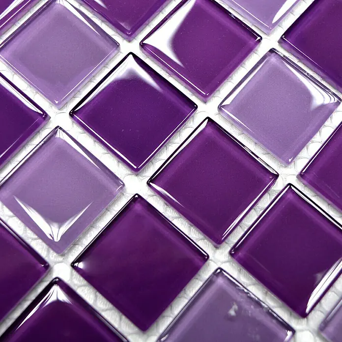 Mosaikfliese Quadrat Crystal Mix CM 4888 - 32,7 x 30,2 cm, Lila, Glänzend