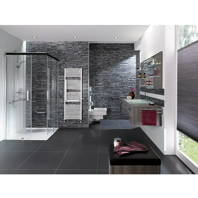 Mosaikfliese Stäbchen XMI 116 - 30,5 x 32,5 cm, Silbergrau, Matt - Stimmungsaufnahme