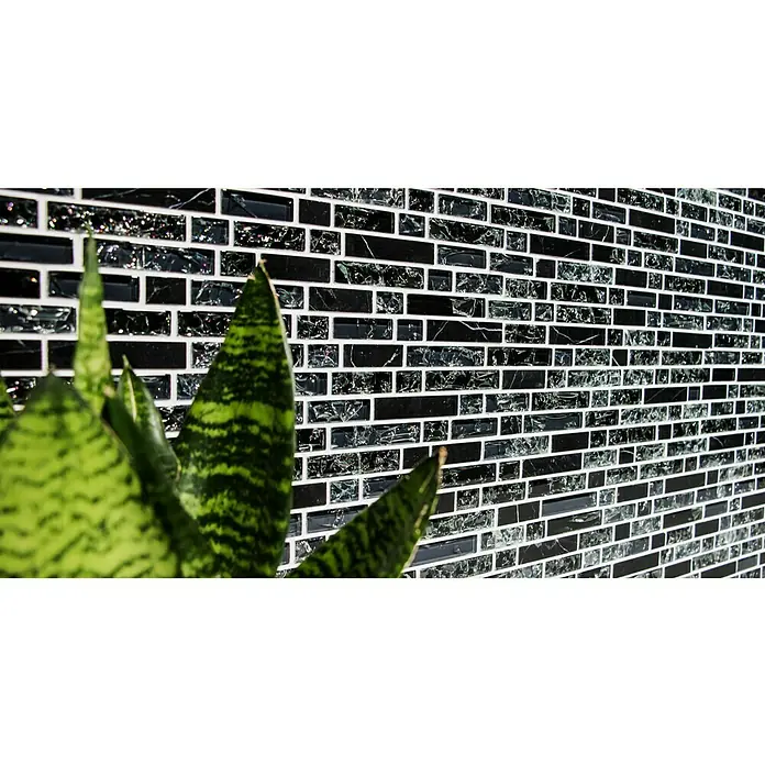 Mosaikfliese Verbund Crystal Mix XIC V1328 - 29,8 x 30,5 cm, Schwarz, Glänzend - Detailaufnahme