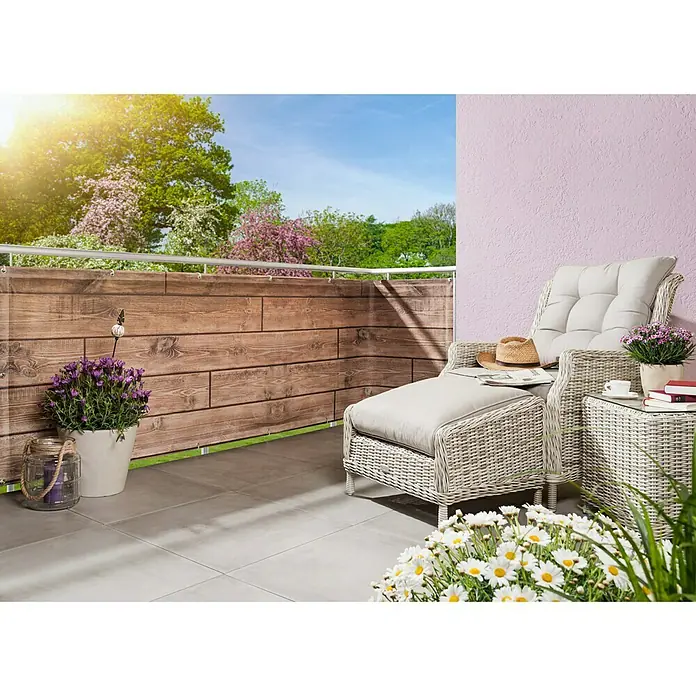 Zaštita od pogleda za balkon - Dekoracija: Drvo, 300 x 90 cm - Živopisni prikaz