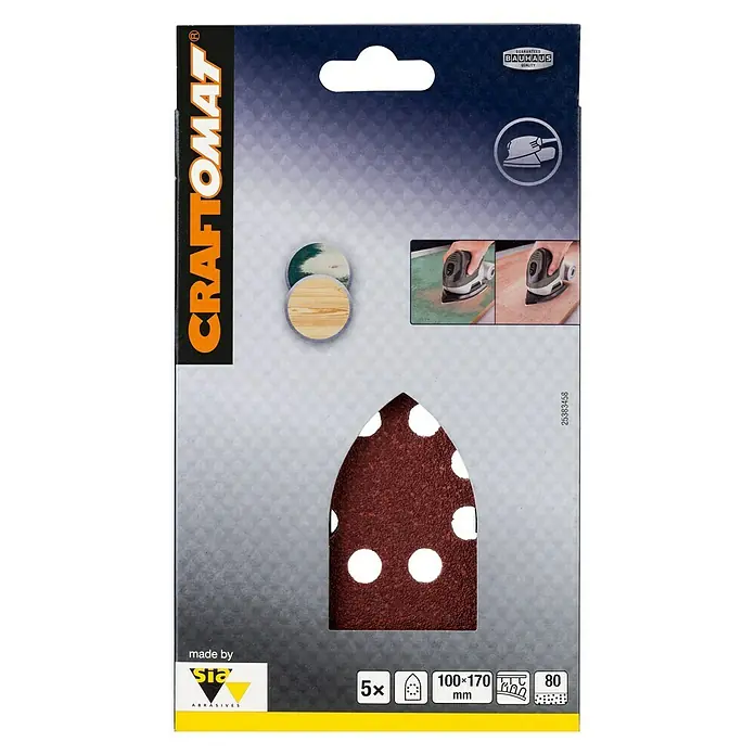 Craftomat Listovi za brusilicu EFWP - D x Š: 170 x 100 mm, Granulacija: 80, 5 Kom. - Pogled sprijeda