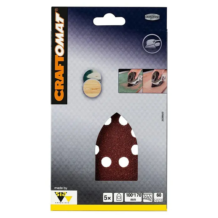 Craftomat Listovi za brusilicu EFWP - D x Š: 170 x 100 mm, Granulacija: 60, 5 Kom. - Pogled sprijeda