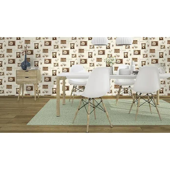 Rasch Papiertapete Coffee - Braun/Erdtöne/Taupe, Motiv, 10,05 x 0,53 m - Stimmungsaufnahme