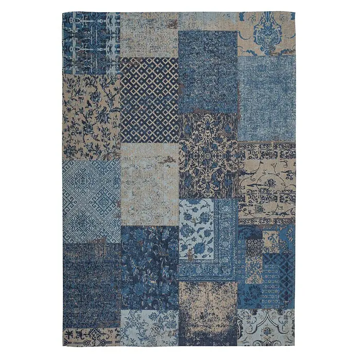 Kayoom Teppich Jacquard - Blau, L x B: 170 x 120 cm, 100 % Baumwolle - Vorderansicht