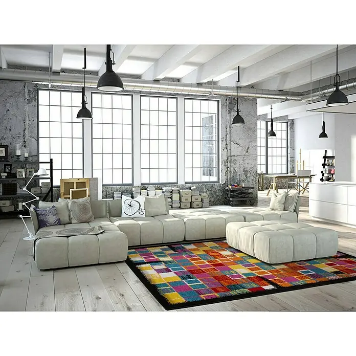Kayoom Teppich Caribbean 265 - Schwarz, Bunt, L x B: 230 x 160 cm, 100% Polypropylen - Anwendungsbeispiel