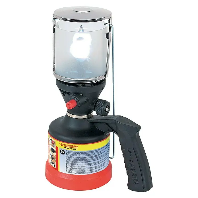 Rothenberger Campinglampe - Piezo-Zündung, Rot/Schwarz