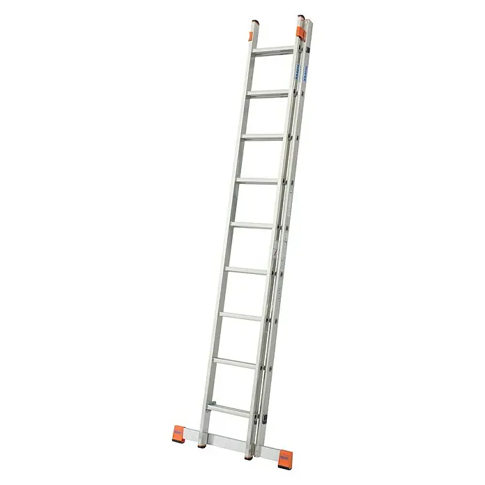 Krause Monto Sprossen-Schiebeleiter Fabilo - Arbeitshöhe: 5,25 m, 2 x 9 Sprossen, Aluminium - Linke Seitenansicht