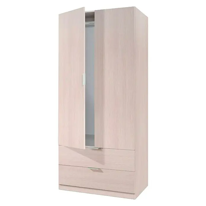 Armario para ropa con 2 puertas y 2 cajones - L x An x Al: 52 x 81 x 180 cm, Natural
