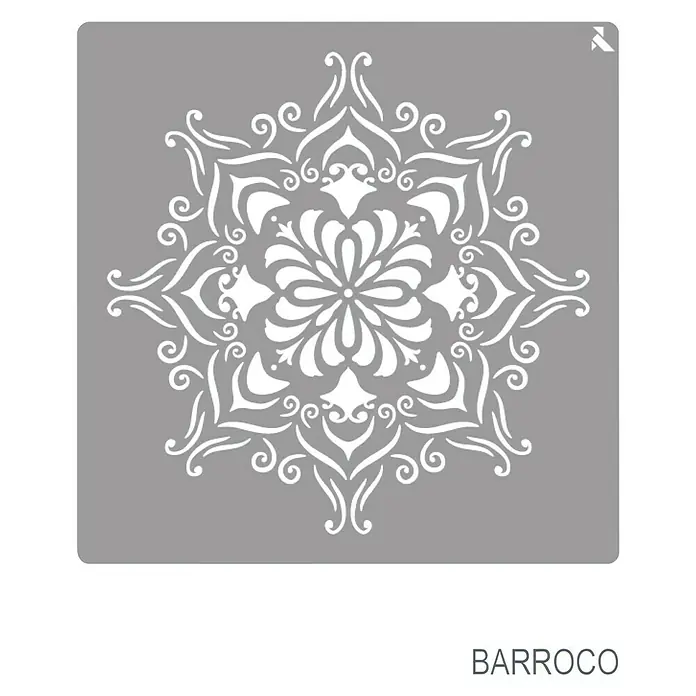 La Pajarita Plantilla decorativa Stencil Barroco - Figuras geométricas, 20 x 20 cm, Plástico