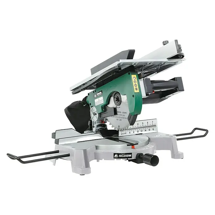 Stayer Sierra ingletadora SC250W - 1.800 W, Diámetro hoja de sierra: 250 mm, Número de revoluciones de marcha en vacío: 0 r.p.m. - 4.200 r.p.m.
