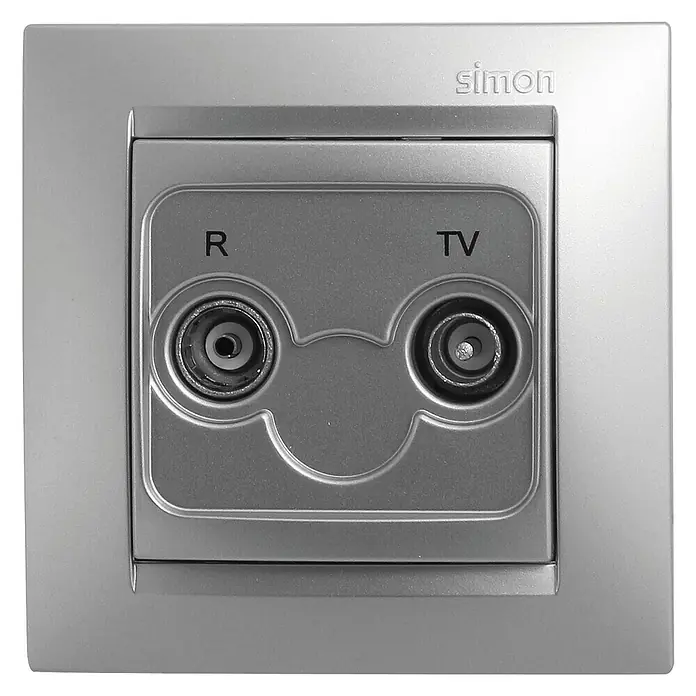 Simon 15 Toma TV - Aluminio, 2 canales, En pared