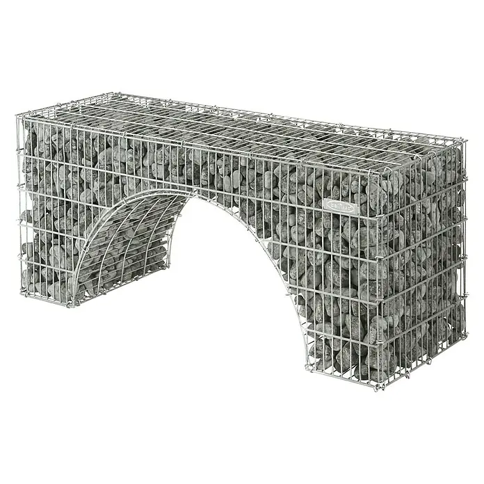 Bellissa Gabionenbank Arco - 120 x 40 x 50 cm, Stahl, Maschenbreite: 25 mm, Maschenhöhe: 100 mm - Vorderansicht