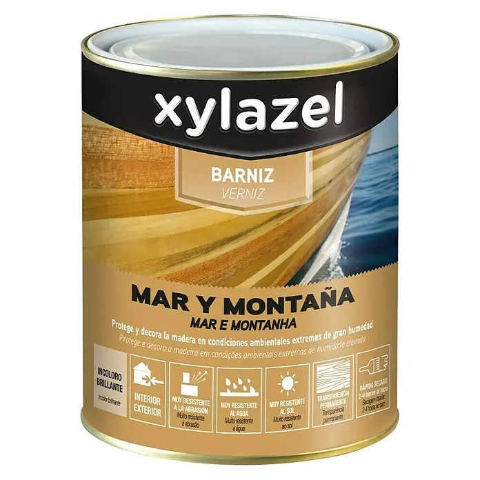 Xylazel Barniz para madera Mar y montaña - Incoloro, Brillante, 750 ml
