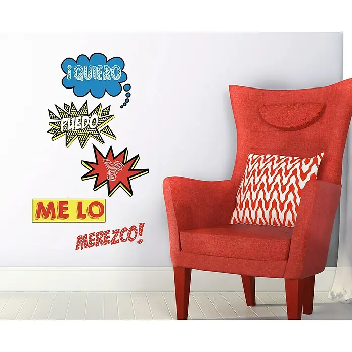 Adhesivos decorativos Quiero, puedo - Motivación, Multicolor, 24 x 68 cm
