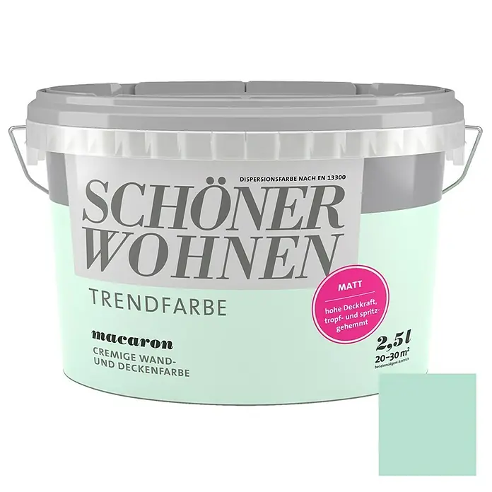 SCHÖNER WOHNEN-Farbe Wandfarbe Trendfarbe - Macaron, 2,5 l, Matt, Konservierungsmittelfrei