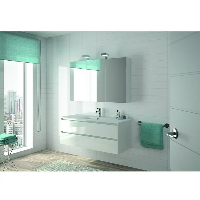 Allibert Badmöbel-Set Alma - 120 cm, 3 -tlg., Weiß, Seidenglanz
