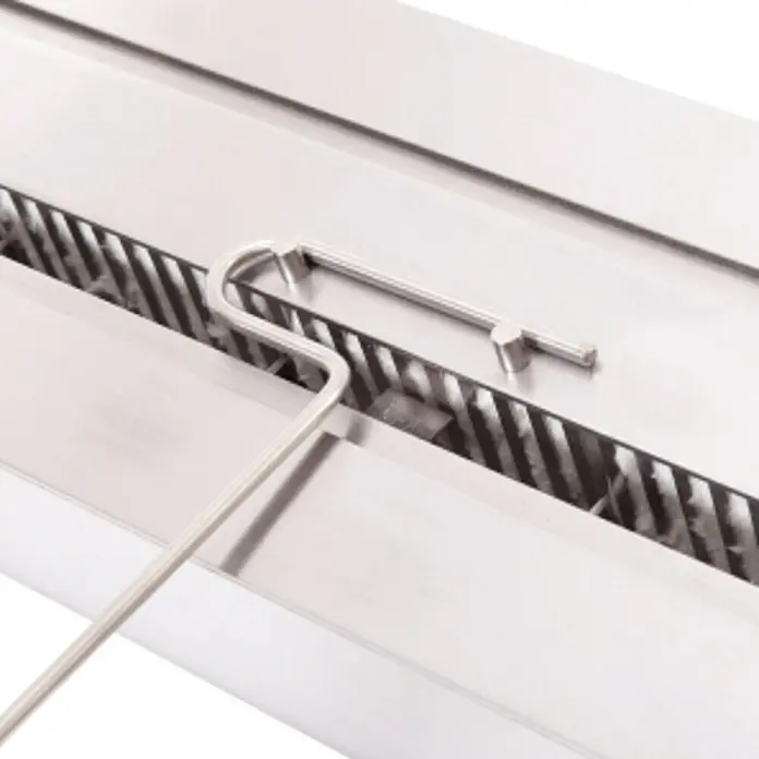Purline Bloque de combustión F96120 - 120 x 20 x 9 cm, Acero inoxidable - Primer plano