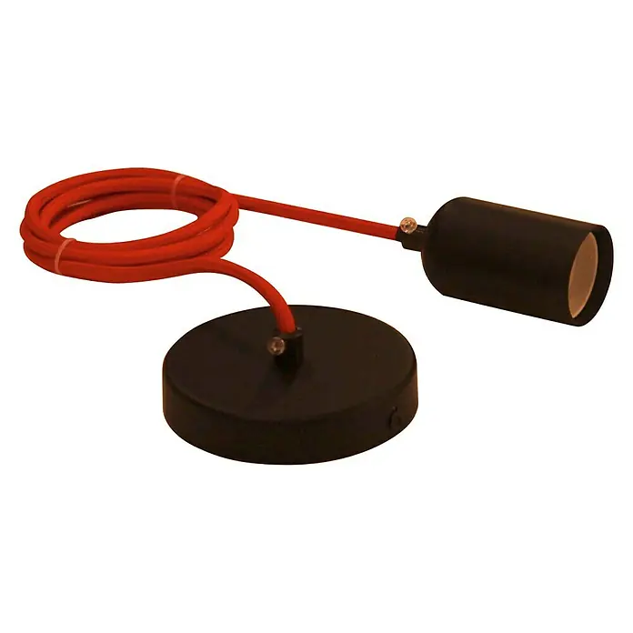 Lámpara colgante Tubular - 60 W, L x An x Al: 10 x 10 x 150 cm, Negro, E27 - Vista frontal