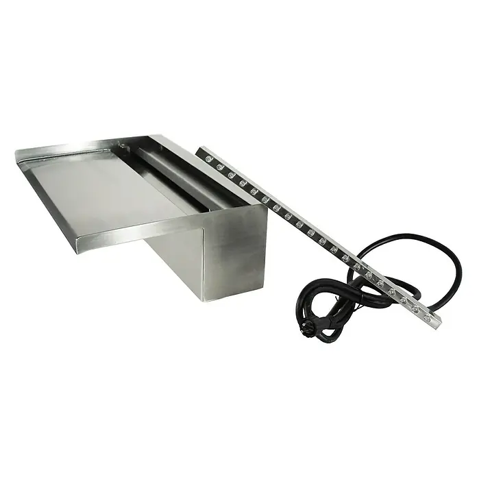 Ubbink Einbau-Wasserfall Niagara LED 30 Wall - 20 x 30 x 10 cm, Edelstahl, Leuchtmittel: LED - Rechte Seitenansicht