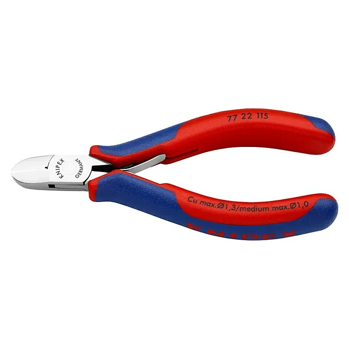 Knipex Seitenschneider - Länge: 115 mm, Material Griff: Mehrkomponenten-Hülle, Rund, Ausführung Kopf: Ohne Facette - Ansicht von oben