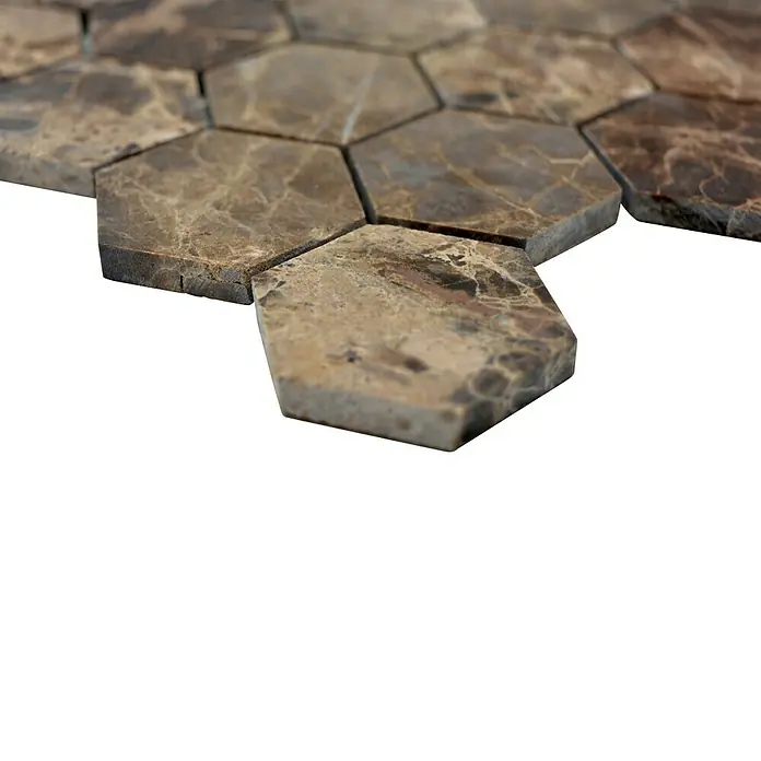 Mosaikfliese Hexagon MOS HXN 476 - 29,8 x 30,5 cm, Braun, Matt - Detailaufnahme