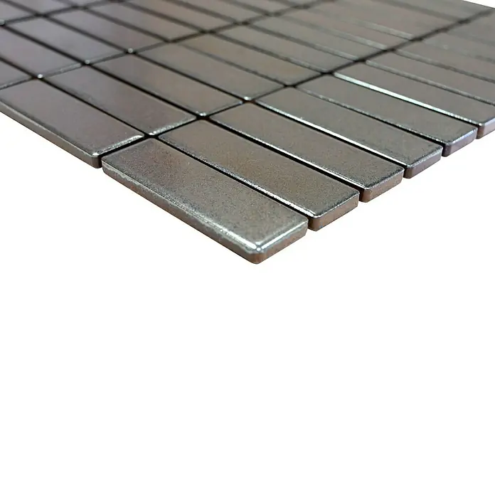 Mosaikfliese Stäbchen Uni ST SILVER - 29,7 x 29 cm, Silber, Matt - Detailaufnahme
