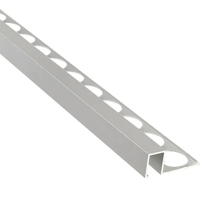 Perfil cuadrado multiusos Mate - Aluminio, Plateado, 2,5 m x 12 mm - Vista angular