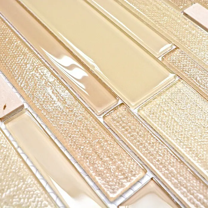 Mosaikfliese Verbund Crystal Mix CM GV14 - 28,6 x 30 cm, Beige, Glänzend - Detailaufnahme