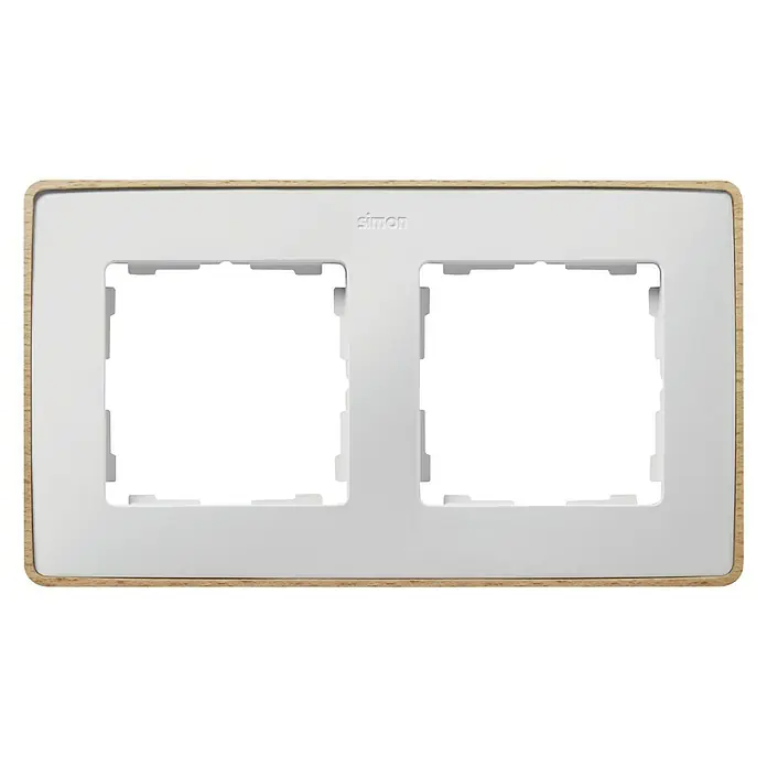 Simon 82 Marco Detail - Blanco/Madera, x 2, Plástico, Montaje en la pared