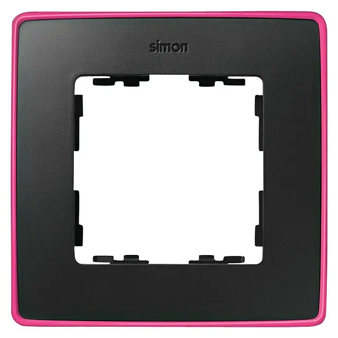 Simon 82 Marco Detail - Negro/Rosa, x 1, Plástico, Montaje en la pared