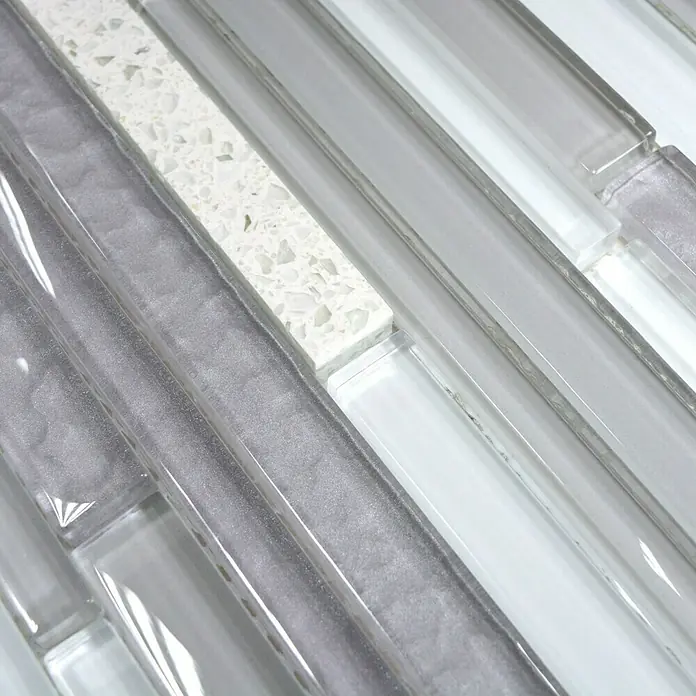 Mosaikfliese Multistick Crystal Mix XCM MS90 - 29,8 x 29,8 cm, Grau, Glänzend - Detailaufnahme