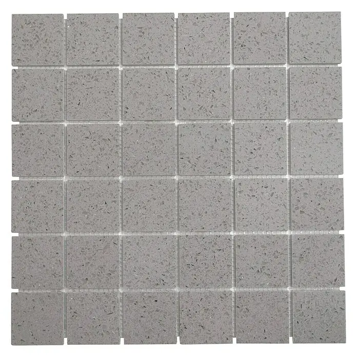 Mosaikfliese Quadrat Artifical XCM ASM43 - 30,5 x 30,5 cm, Grau, Glänzend - Ansicht von oben