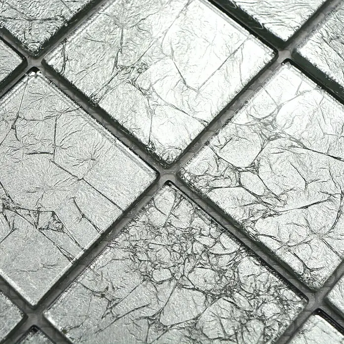 Mosaikfliese Quadrat Crystal Uni CM 4SB21 - 30 x 30 cm, Silber, Glänzend - Detailaufnahme