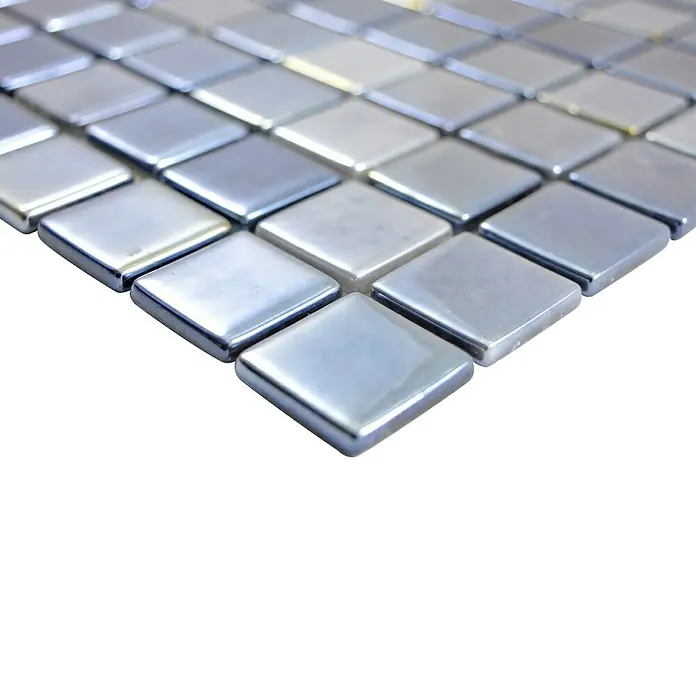 Mosaikfliese Quadrat Eco Uni SANDY 08 - 31,5 x 31,5 cm, Anthrazit, Glänzend - Detailaufnahme
