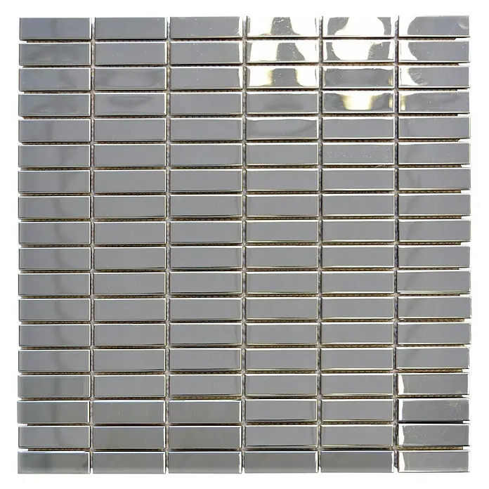 Mosaikfliese Rechteck Steel XCE 1548G - 29,8 x 30,5 cm, Silber, Glänzend - Ansicht von oben